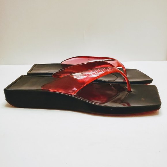 Vintage Y2K GUESS Plastic Square Toe Flip Flop Thong Sandals Size: 6 - Picture 3 of 13
